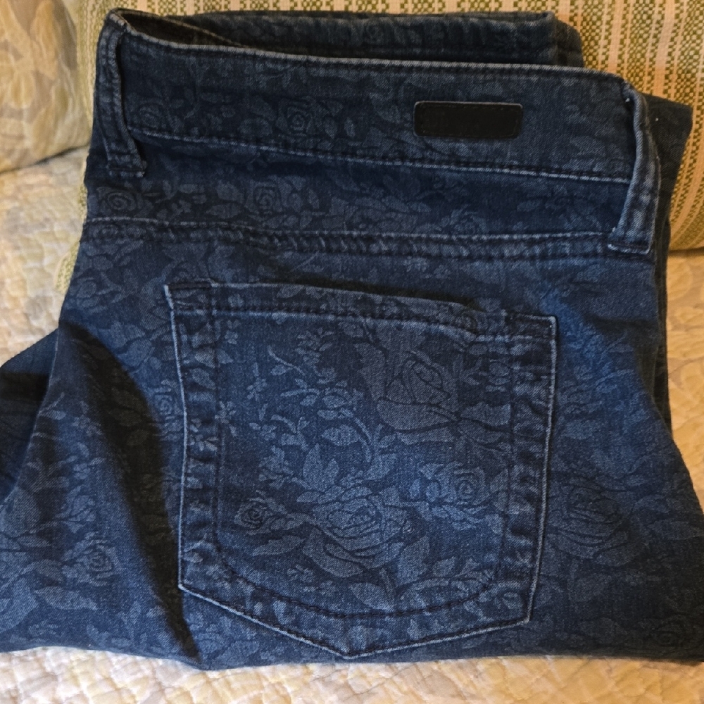 Kut Diana Skinny Dark Blue Floral Jeans